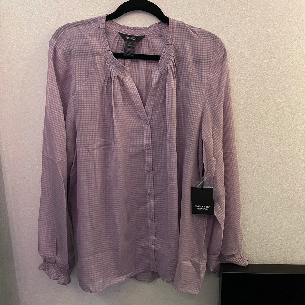 New Simply Vera / Vera Wang Chiffon BLOUSE purple size X-large